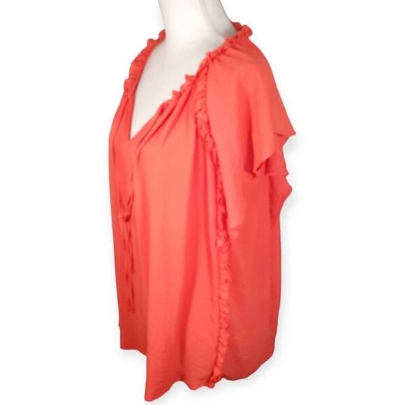 WORTHINGTON PEACH/ORANGE BLOUSE SZ.L EUC - Picture 2 of 5